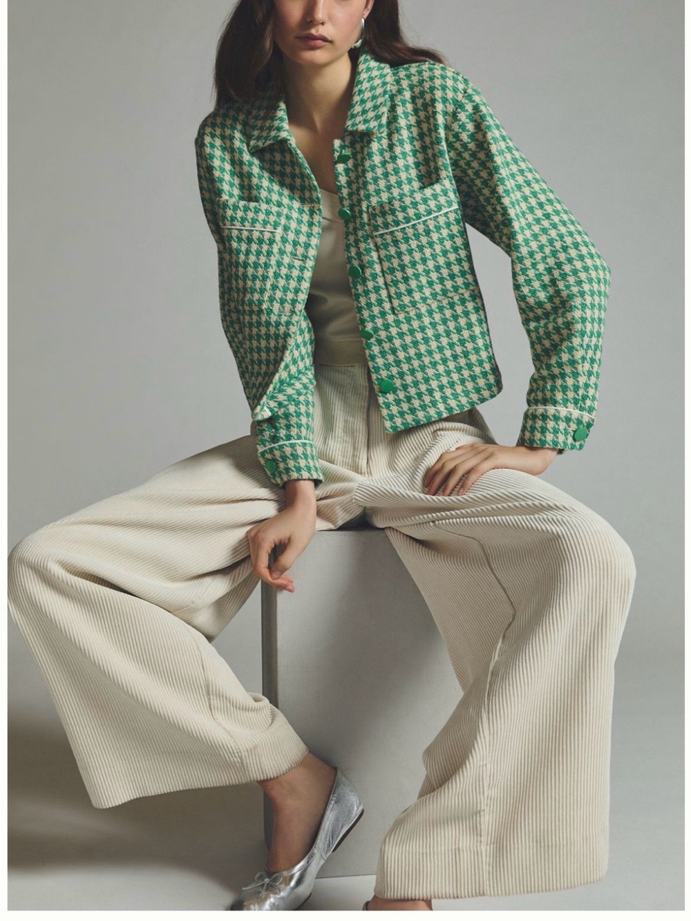 Dolan Houndstooth Jacket Green Pattern - Picture 3 of 5